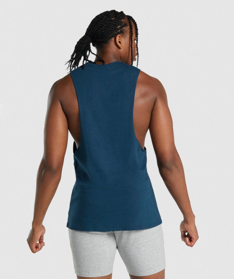 Men's Gymshark Critical 2.0 Drop Arm Tanks Navy | NZ 2VRZBN